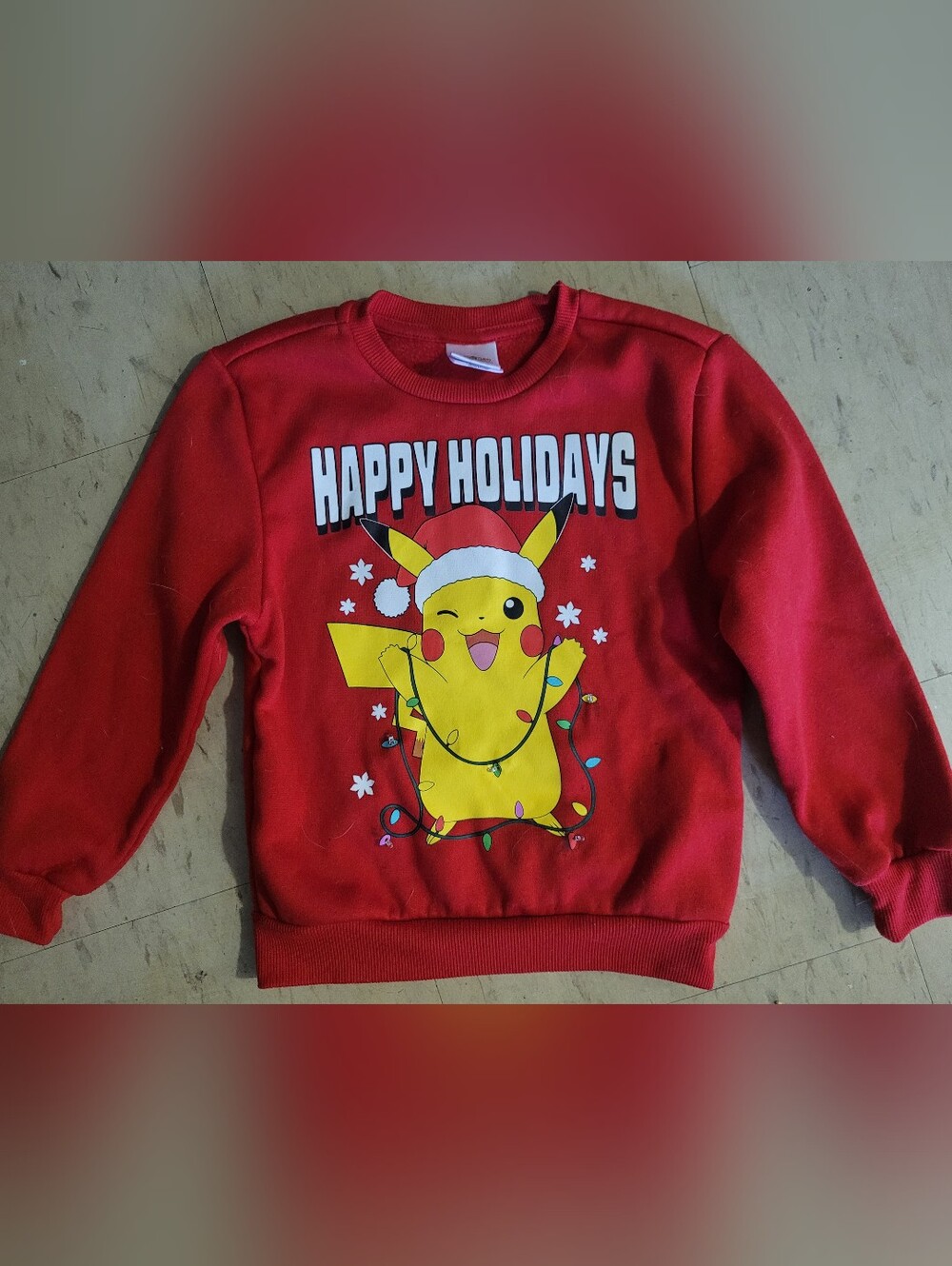 Pokemon Red Kids Sweatshirt with Pikachu Holiday Graphic